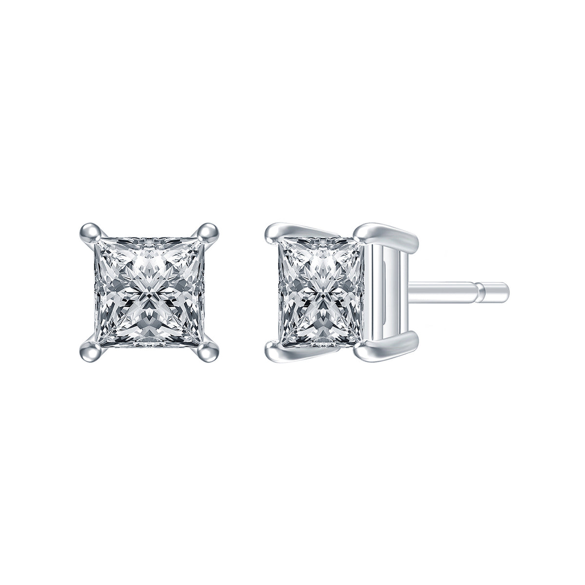 1/4ct. t.w. Princess Cut Diamond Stud Earrings in 14K White Gold