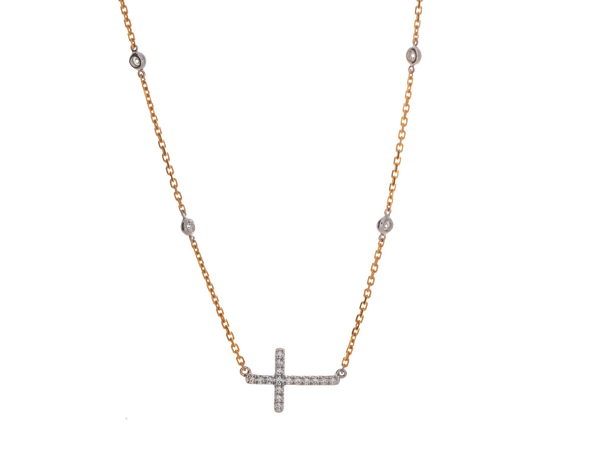 1/4ct. t.w. Diamond Cross Pendant in 14K Yellow and White Gold