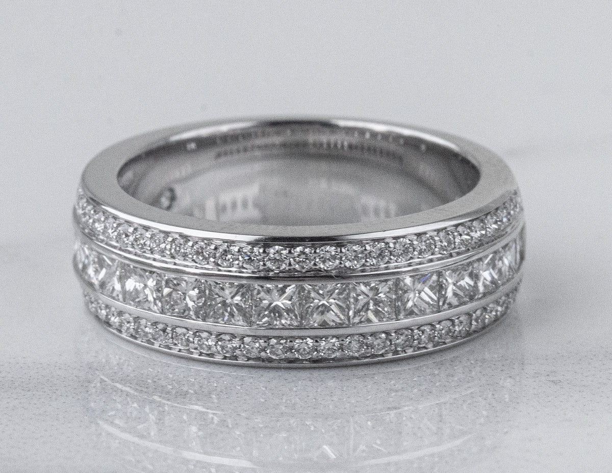 1 1/2ct. t.w. Princess and Round Cut Diamond Wedding Ring in 14K White Gold