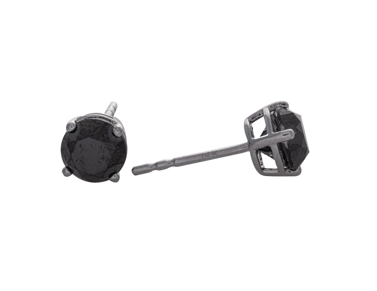 2ct. t.w. Treated Black Diamond Stud Earrings in 14K White Gold