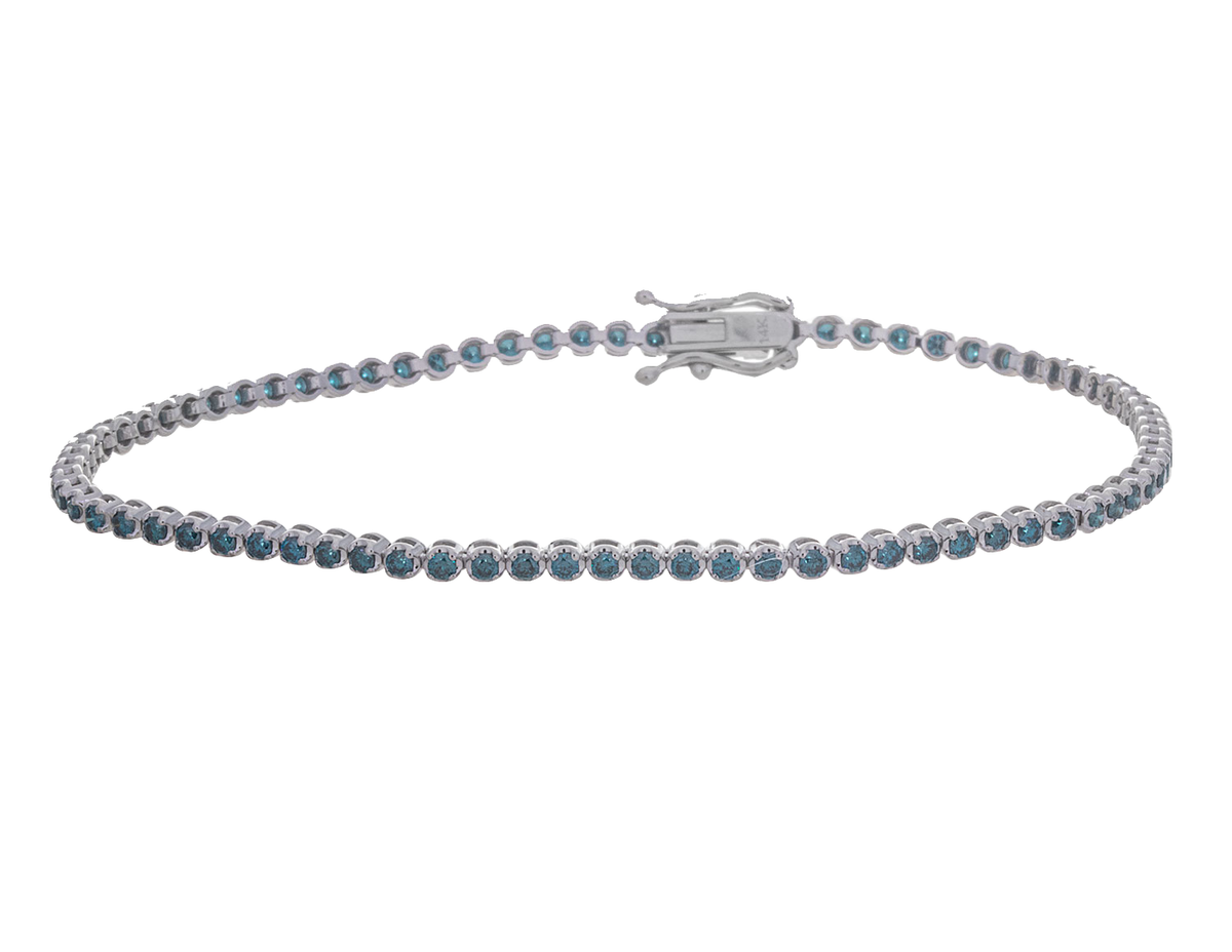 1 1/3ct. t.w. Blue Diamond Bracelet in 14K White Gold