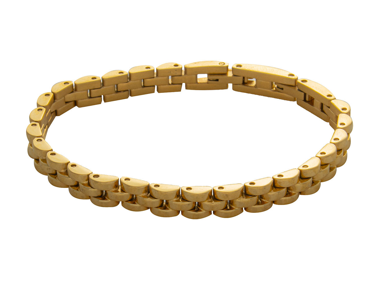 Stainless Steel/Gold-IP Polished Watch Link Bracelet