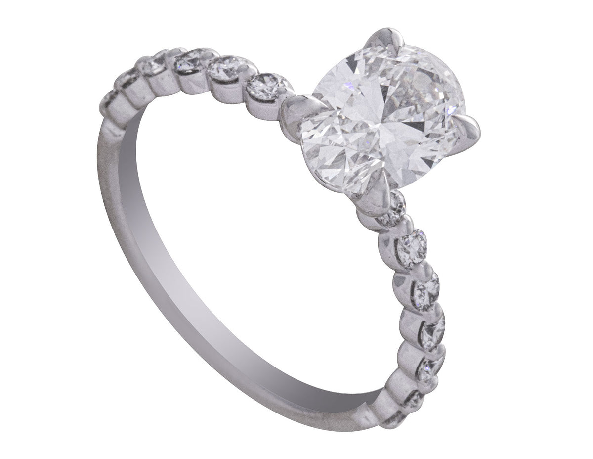 1 9/10ct. t.w. Oval Cut Newborn Lab Created Diamond Engagement Ring in 14K White Gold