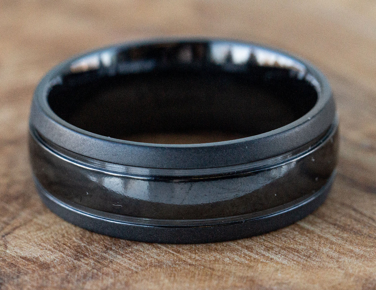 8mm Black Zirconium Wedding Ring
