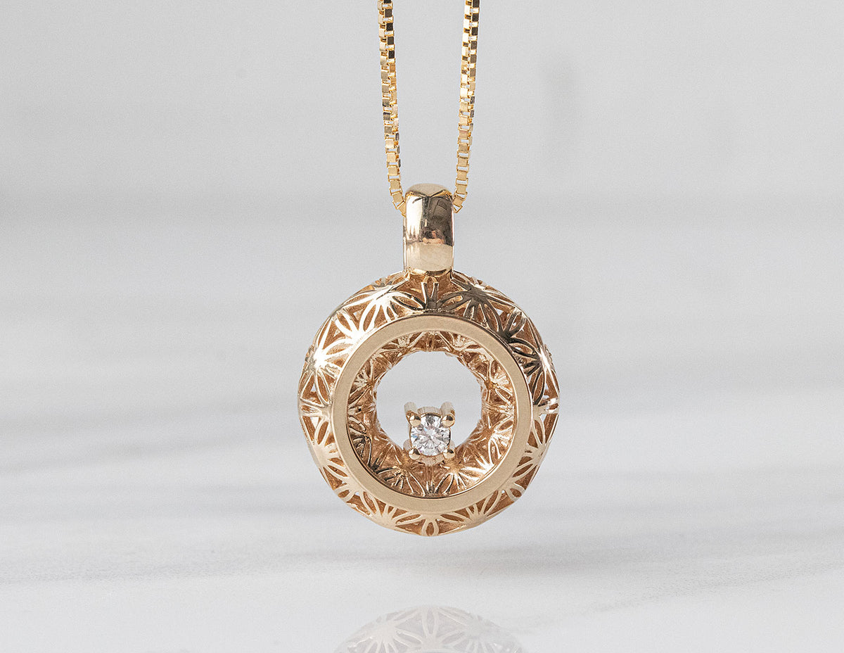 .04ct. Diamond Puffed Pendant in 14K Yellow Gold