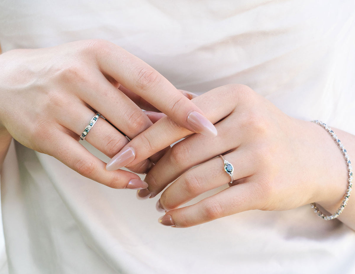 1/2ct. t.w. Blue and White Diamond Ring in 14K White Gold