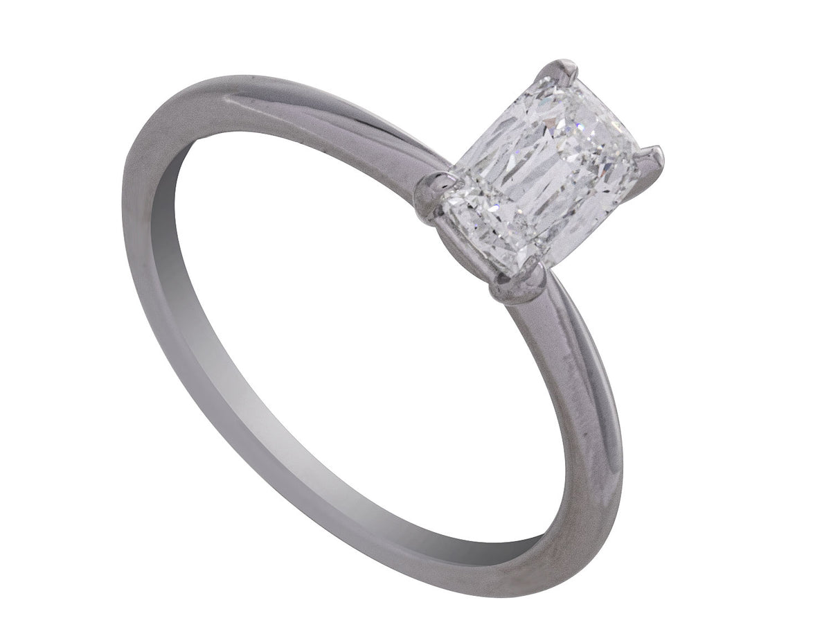 .91ct. Kessler Emerald Cut Solitaire Engagement Ring in 14K White Gold