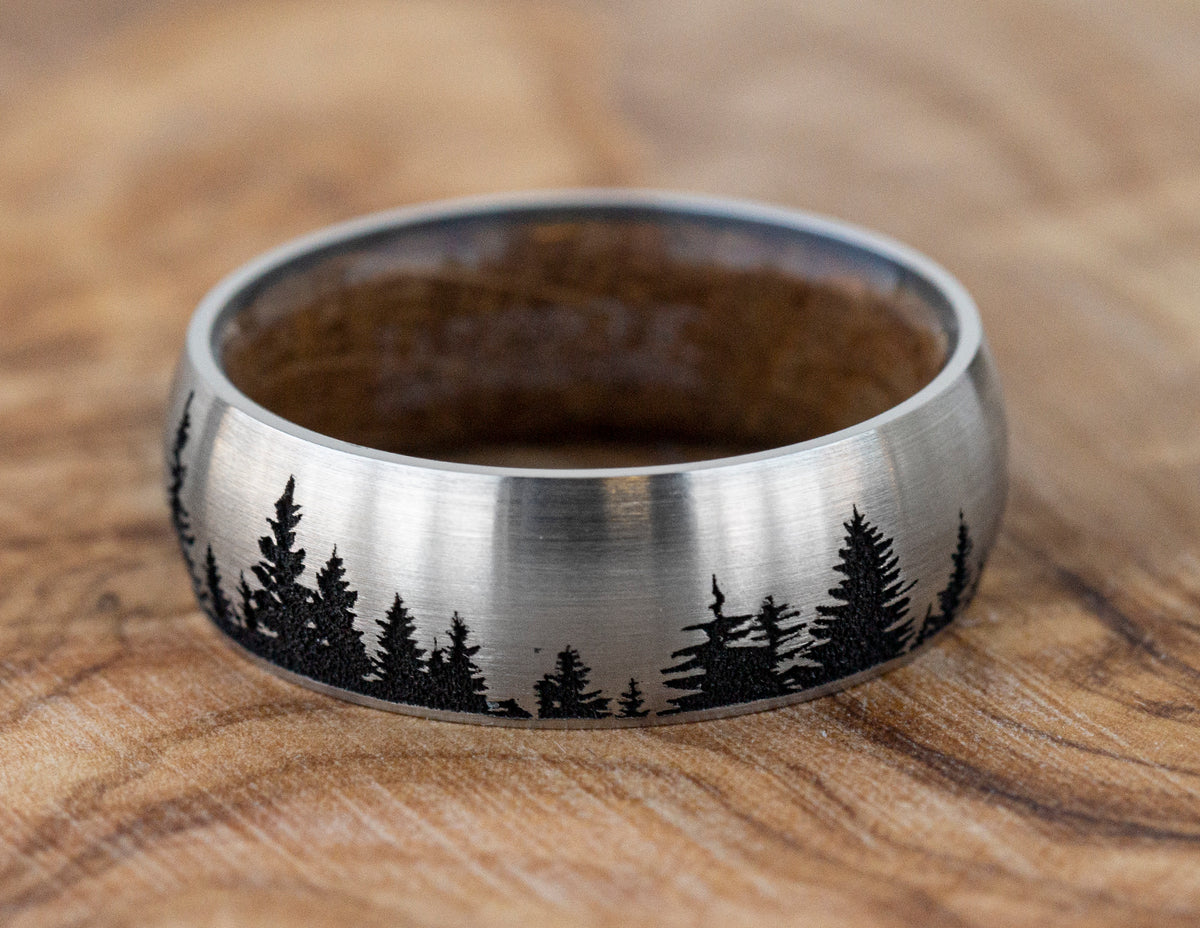 Cobalt Chrome and Whiskey Barrel Wedding Ring