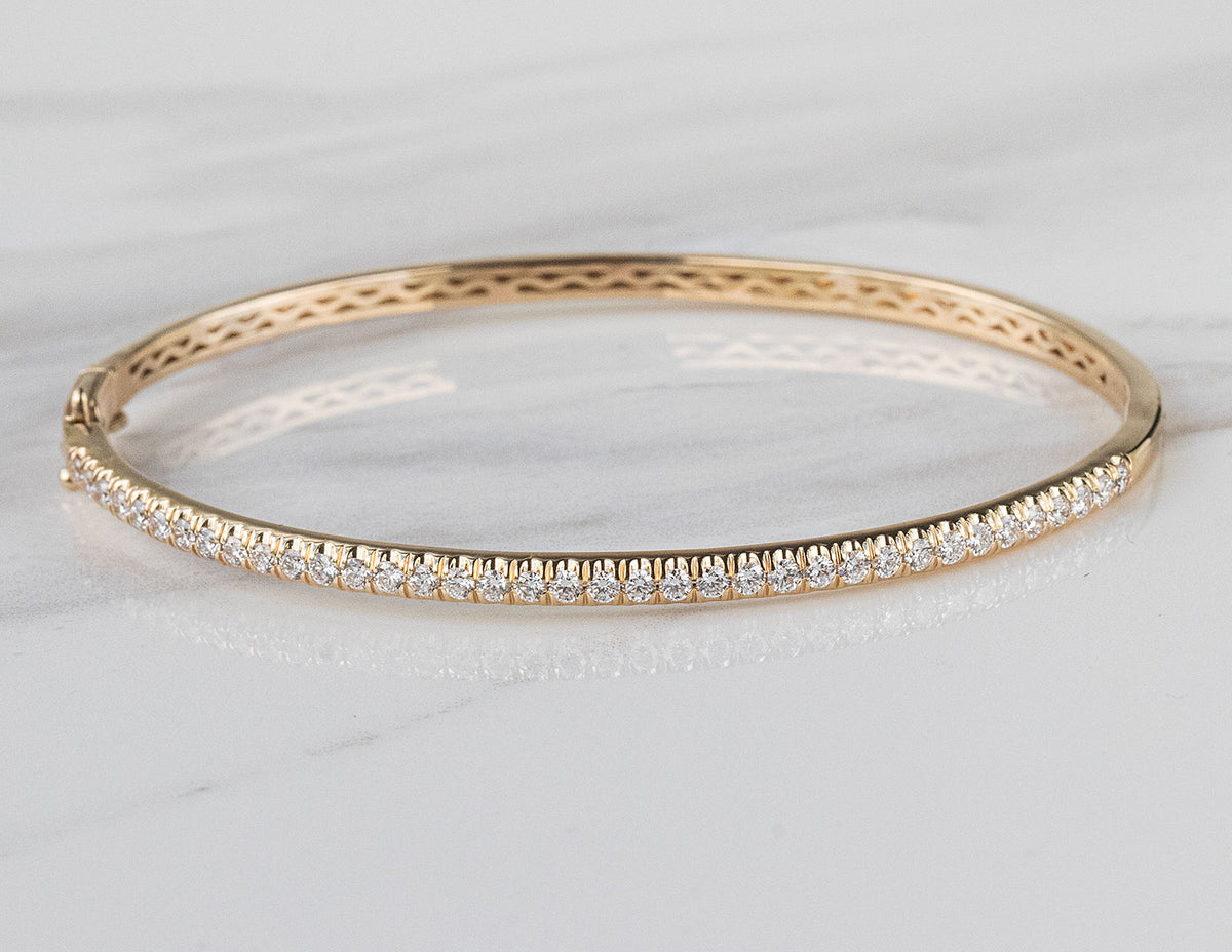 1ct. t.w. Newborn Lab Created Diamond Bangle Bracelet in 14K Yellow Gold