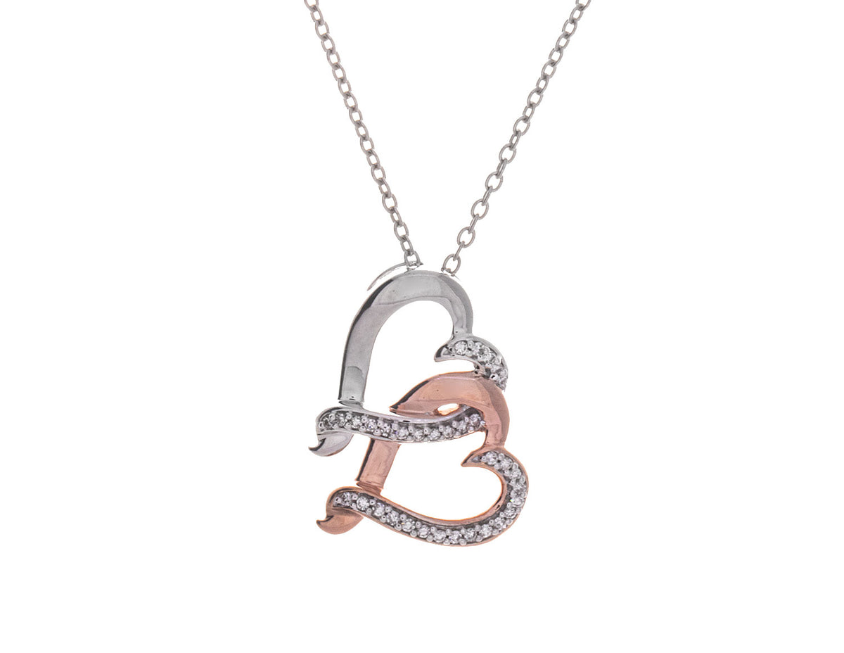 1/10ct. t.w. Diamond Pendant in Sterling Silver and 10K Rose Gold