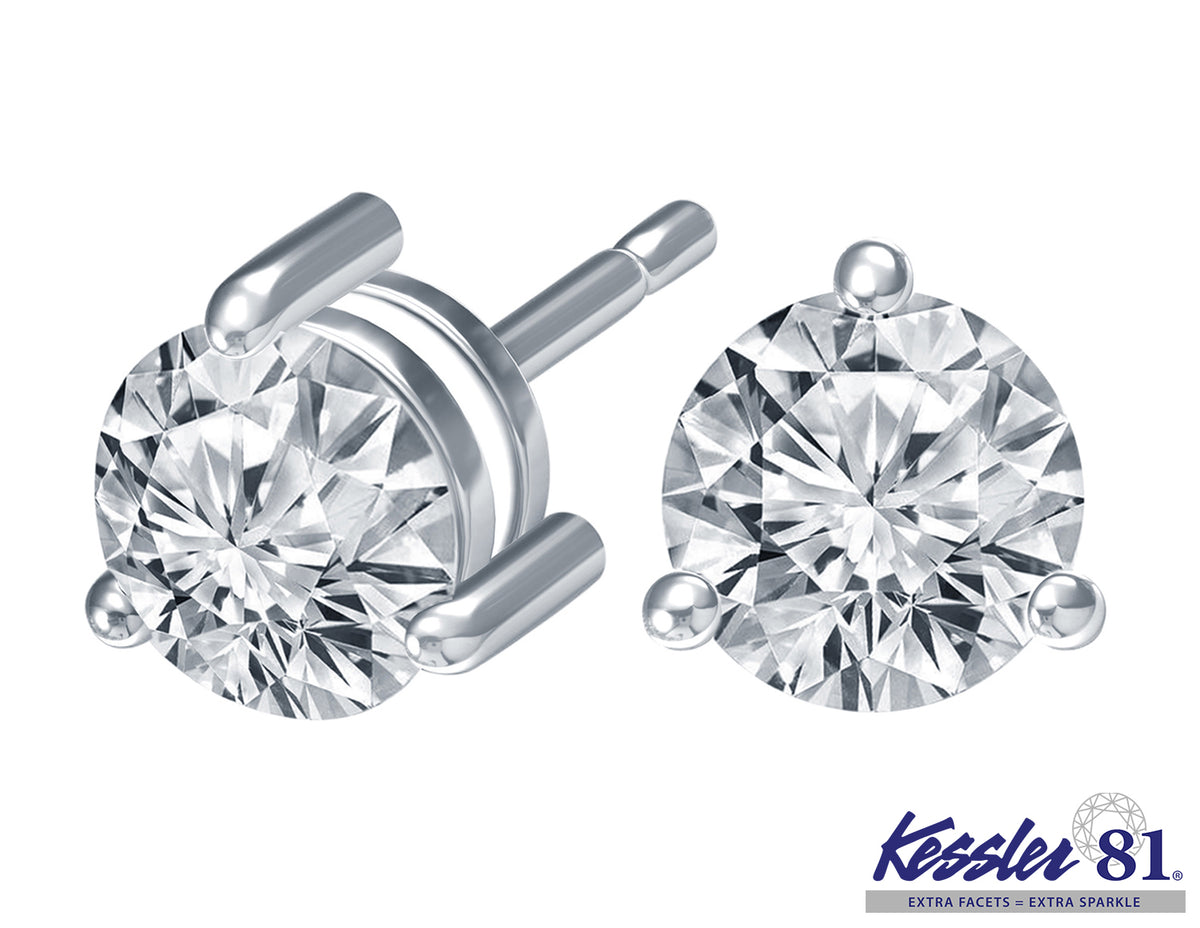 2ct. t.w. Kessler 81 Round Diamond Stud Earrings in 14K White Gold