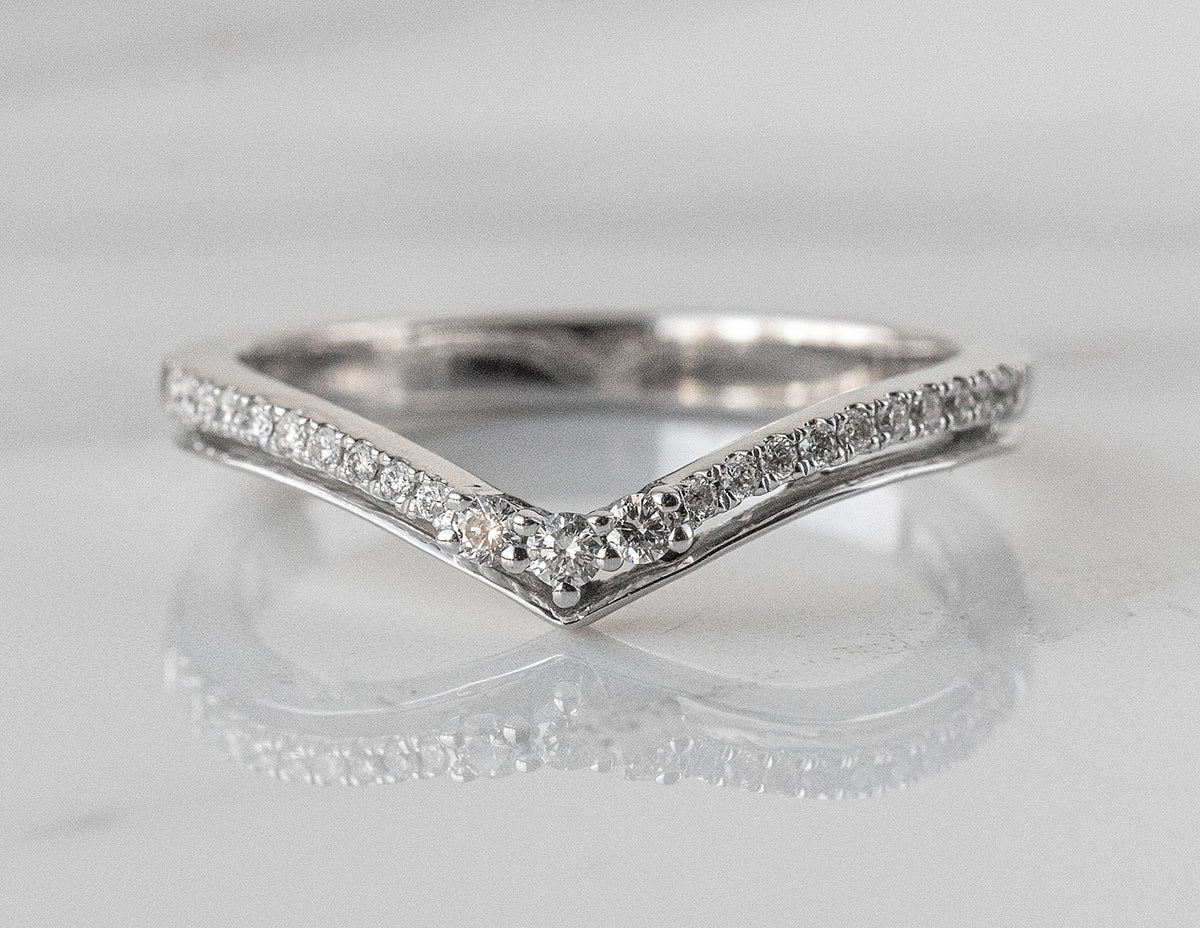 1/8ct. t.w. Chevron Diamond Wedding Ring in 14K White Gold