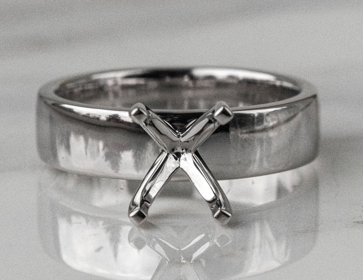 4mm Plain Solitaire Engagement Ring in 14K White Gold