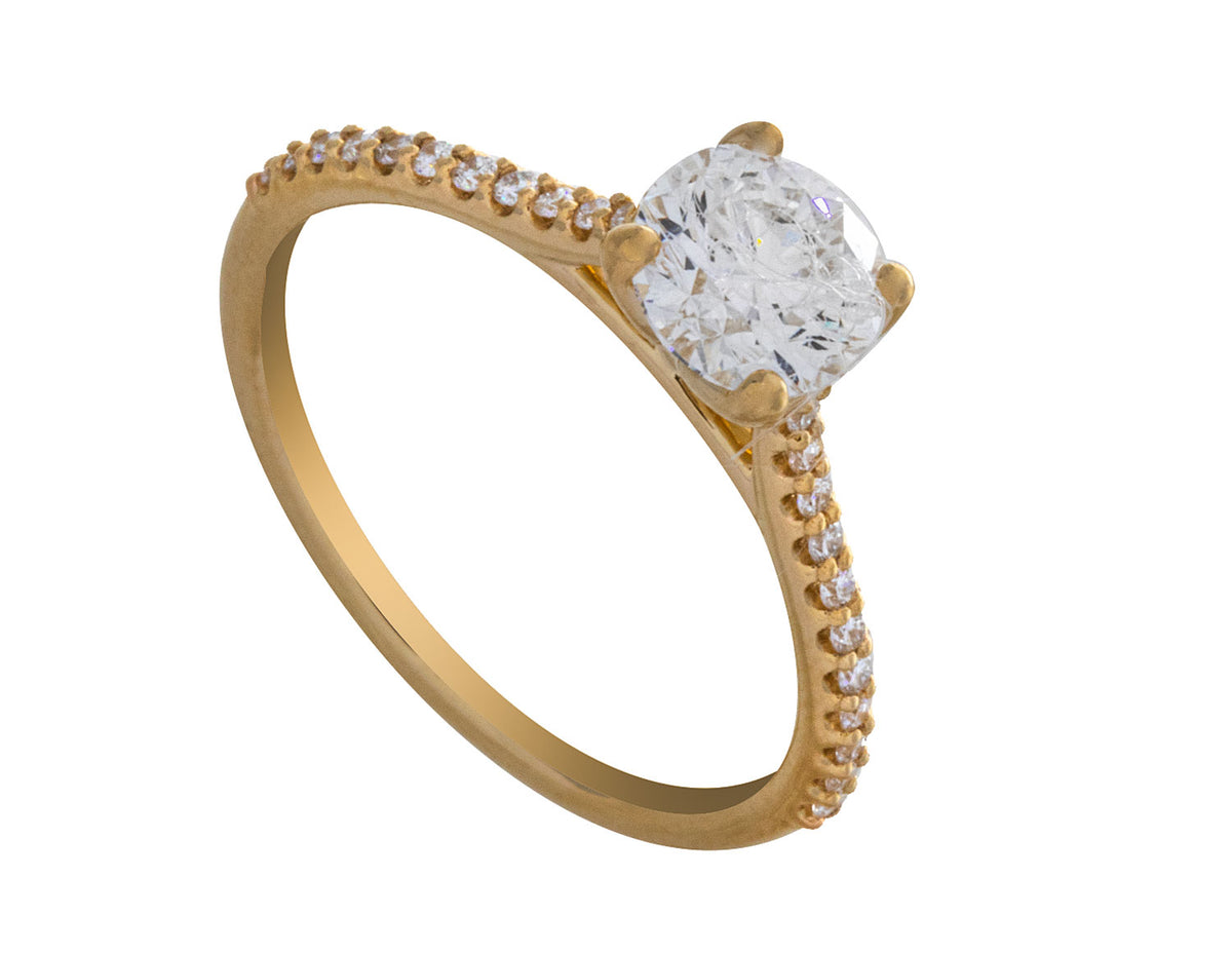 1 1/6ct. t.w. Round Cut Newborn Lab Created Diamond Engagement Ring in 14K Yellow Gold