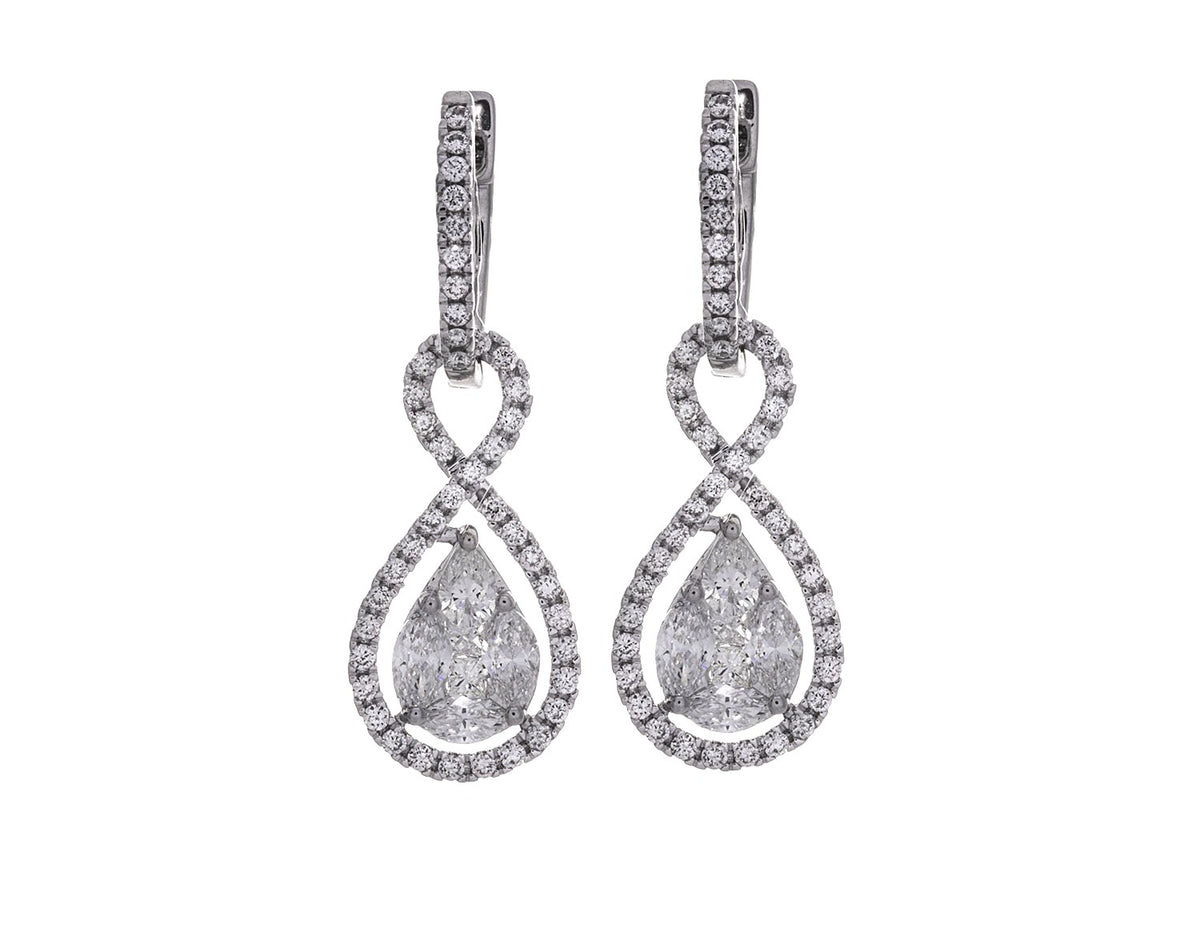 1 2/5ct. t.w. Diamond Drop Huggie Hoop Earrings in 14K White Gold