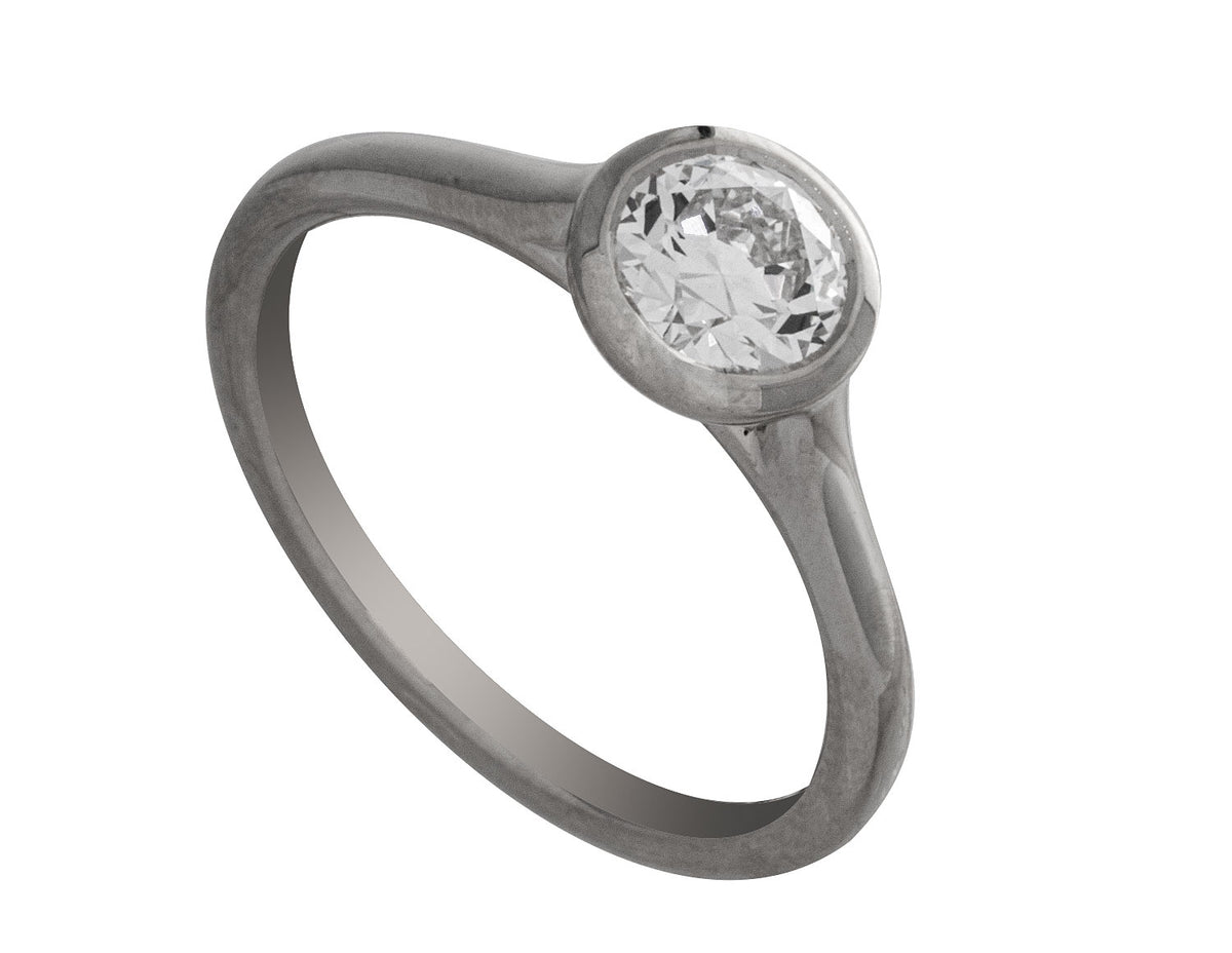 3/4ct. Round Cut Newborn Lab Created Diamond Bezel Engagement Ring in 14K White Gold