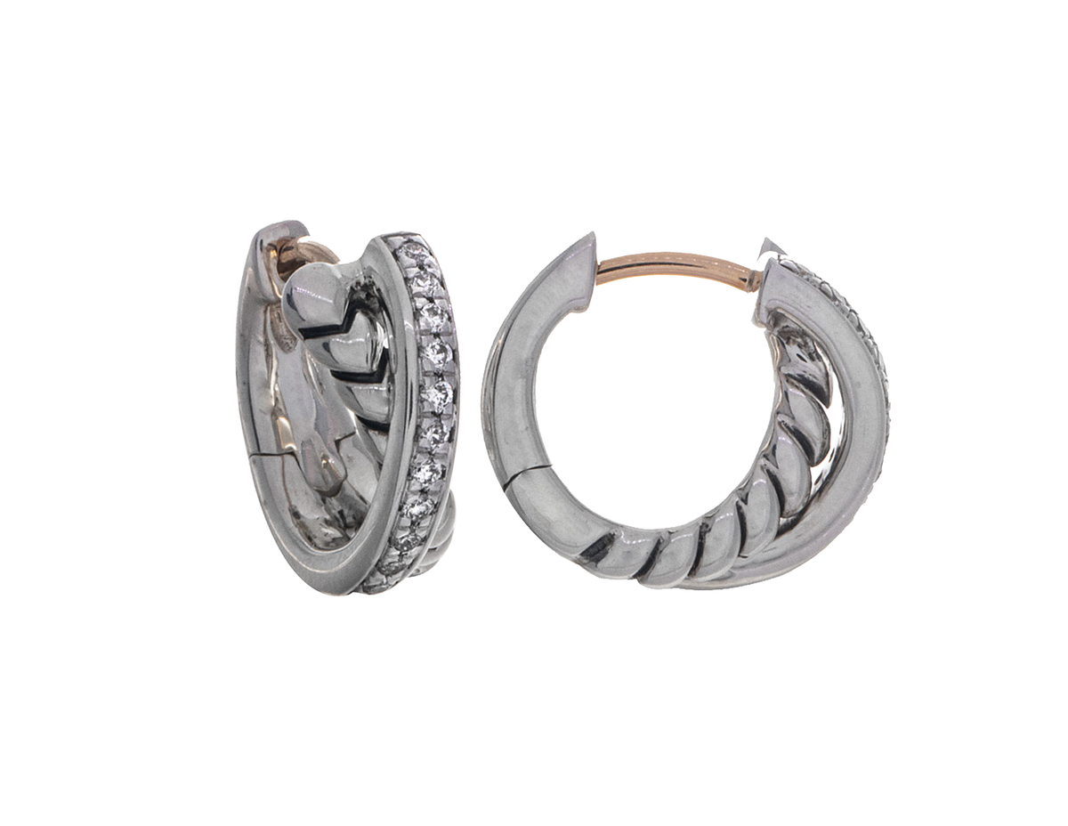 1/5ct. t.w. Diamond Hoop Earrings in 10K Yellow Gold and Sterling Silver