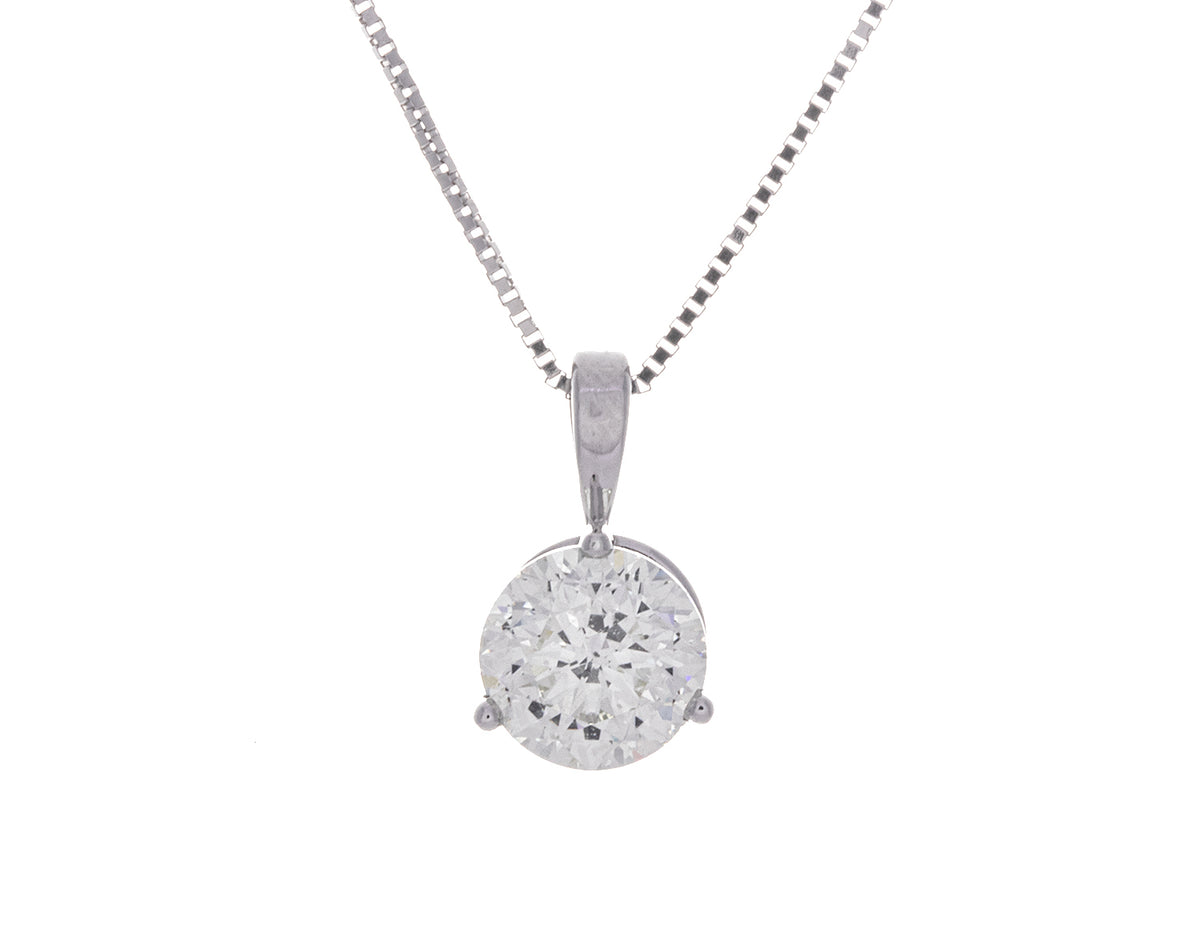 1ct. Kessler 81 Round Cut Solitaire Diamond Pendant in 14K White Gold
