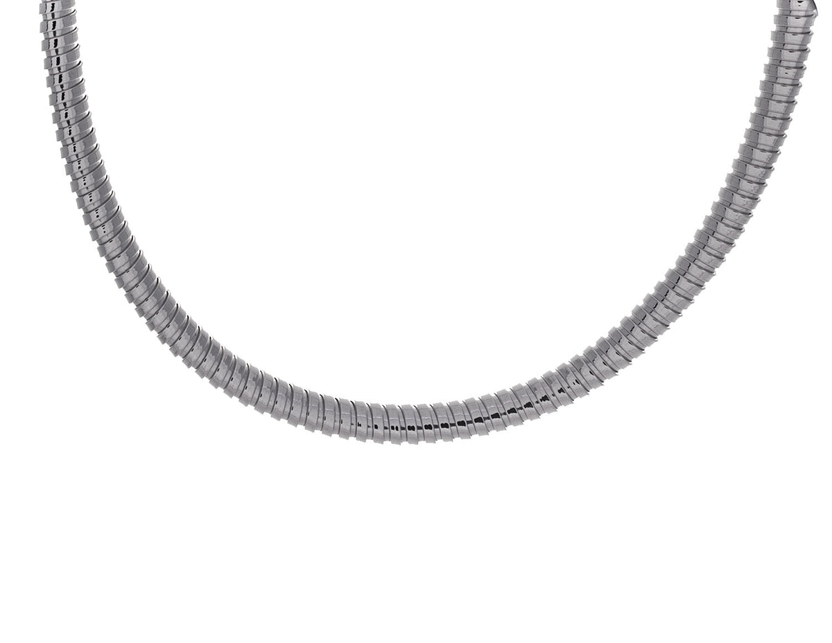 18" Ribbed Tubogas Necklace in Sterling Silver