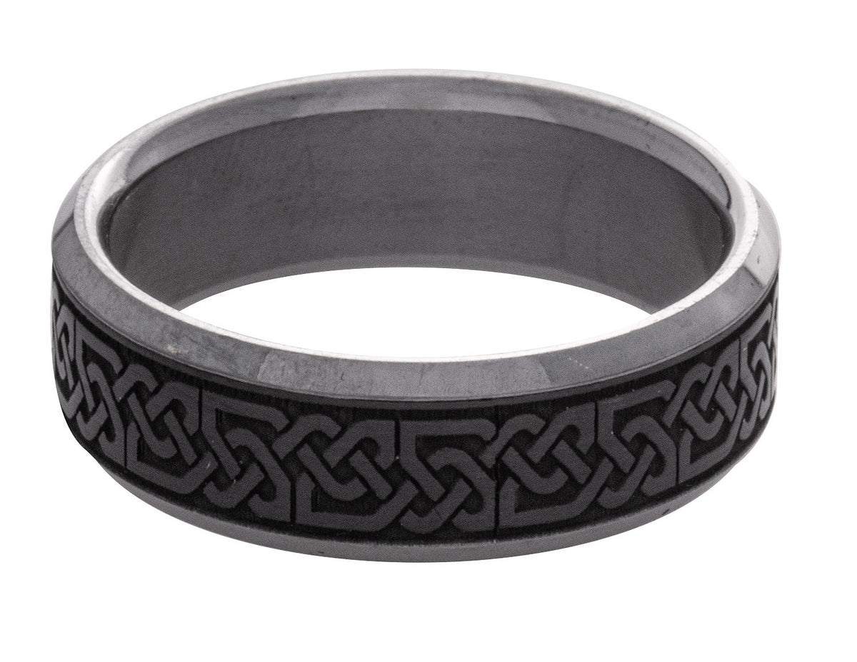 7mm Men's Wedding Band in Grey Tantalum and Black Carbon Fiber