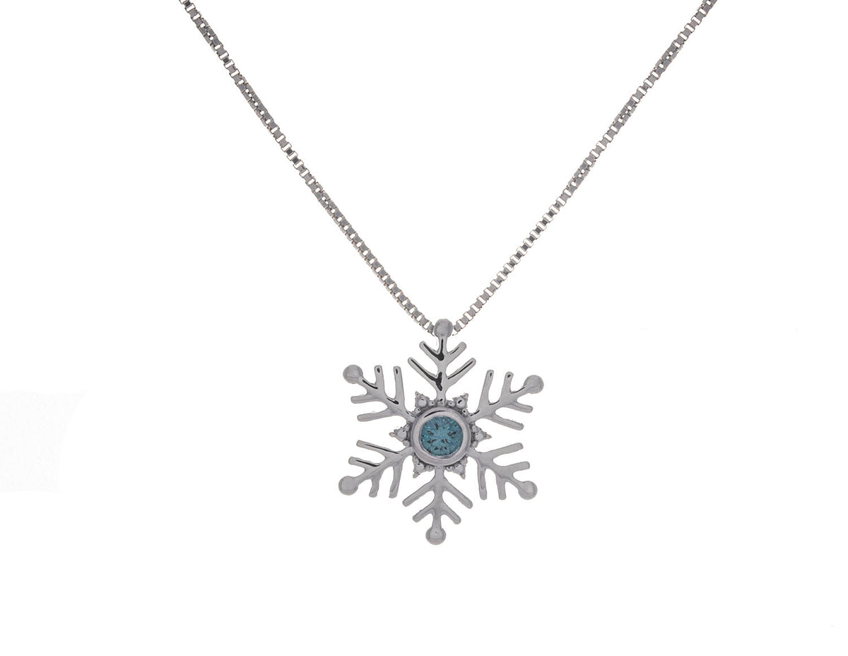 1/10ct. Blue Diamond Snowflake Pendant in Sterling Silver
