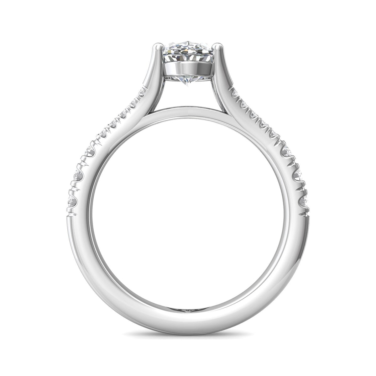 1/3ct. t.w. Oval and Round Cut Diamond Engagement Ring in 14K White Gold