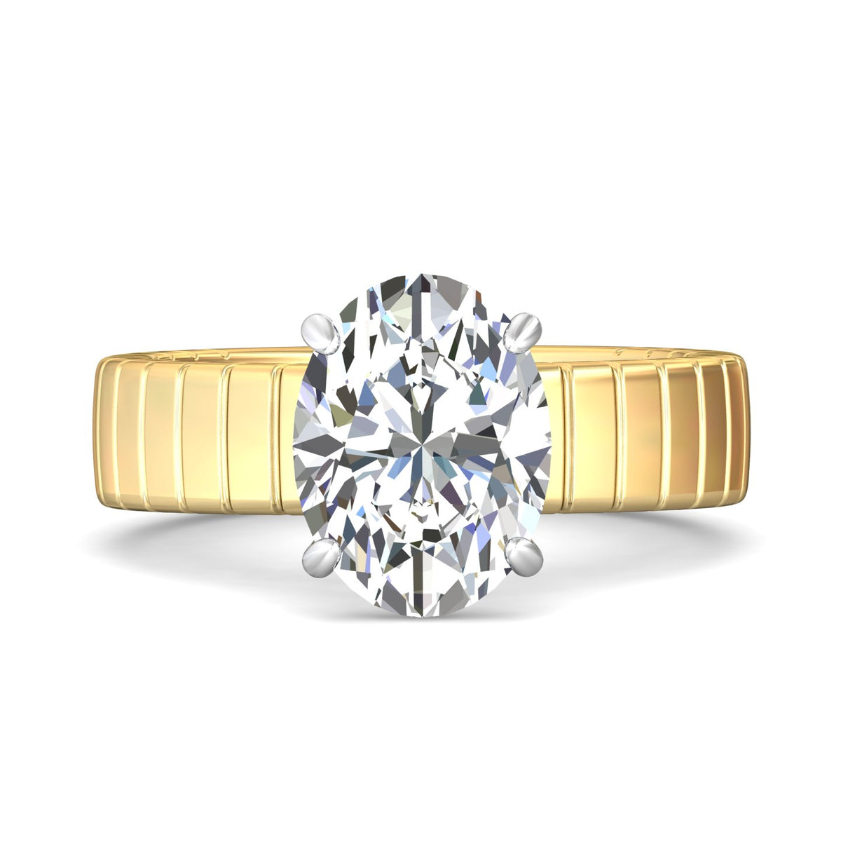5mm Solitaire Engagement Ring in 14K Yellow and White Gold