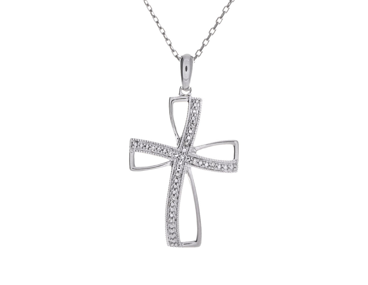 .03ct. t.w. Diamond Cross Pendant in Sterling Silver