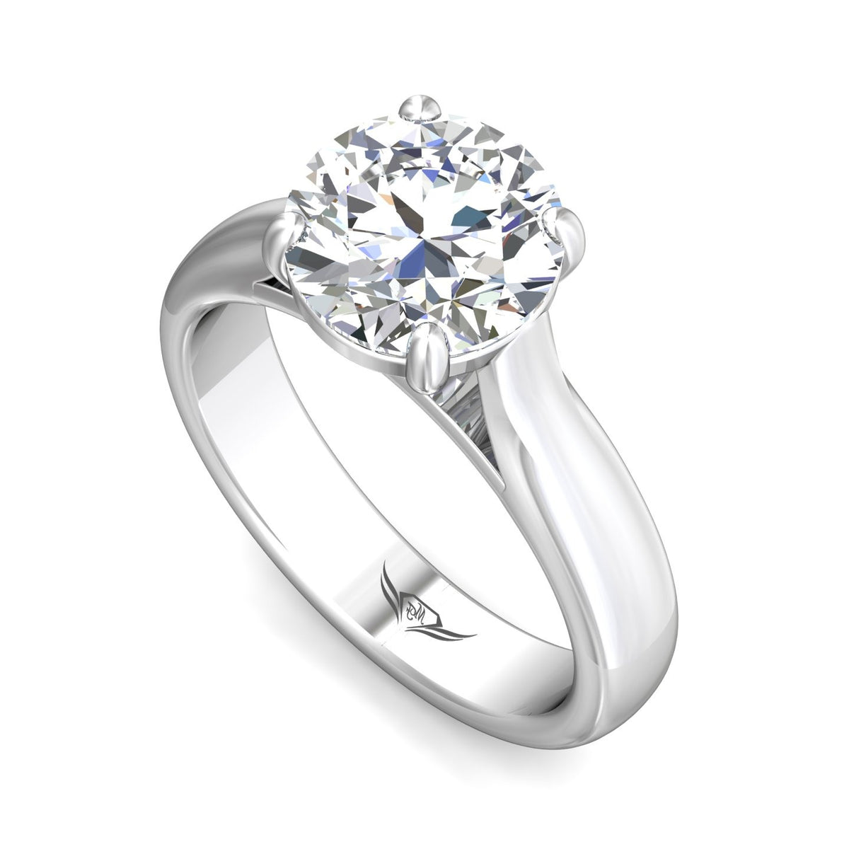 4.5mm Solitaire Engagement Ring in 14K White Gold