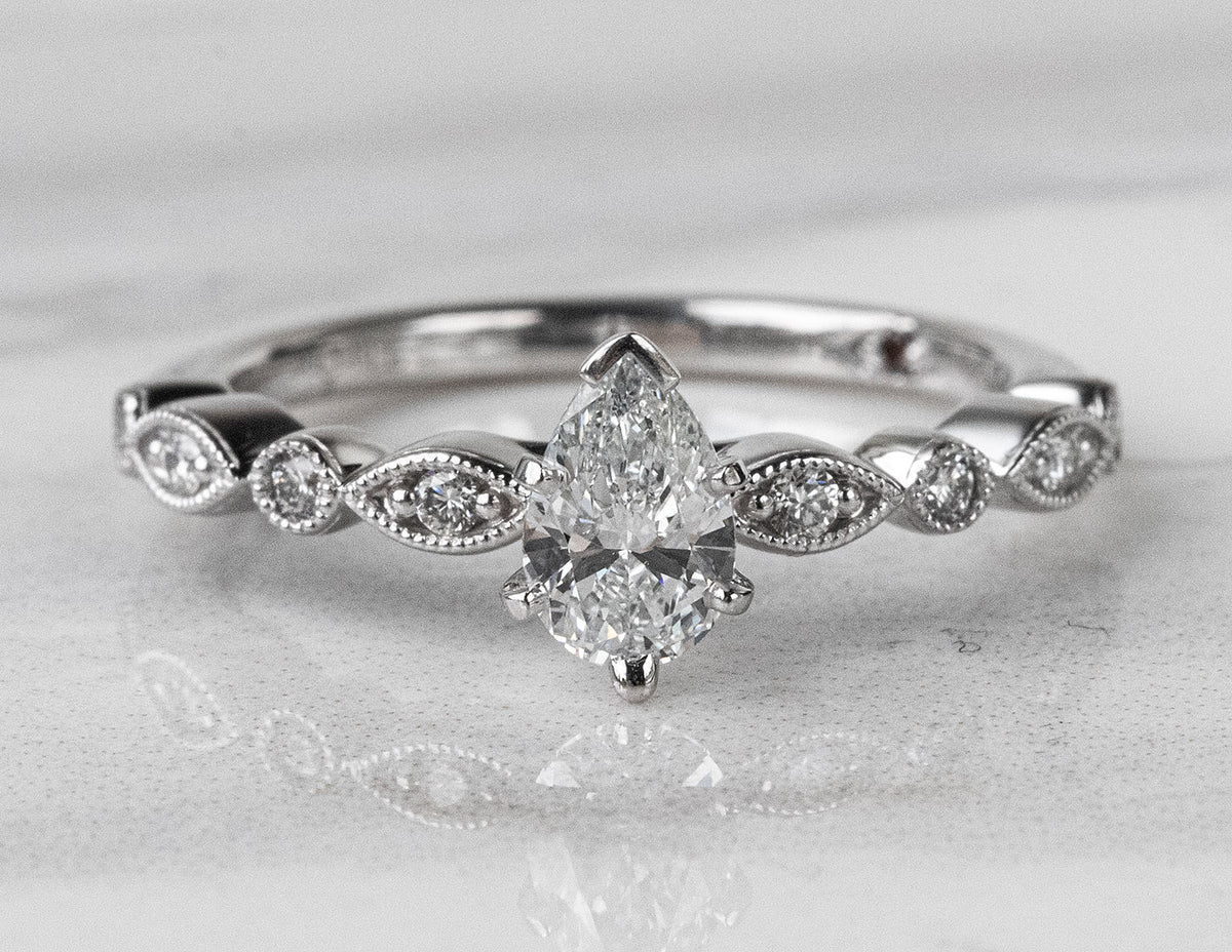 5/8ct. t.w. Pear Cut Diamond Engagement Ring in 14K White Gold