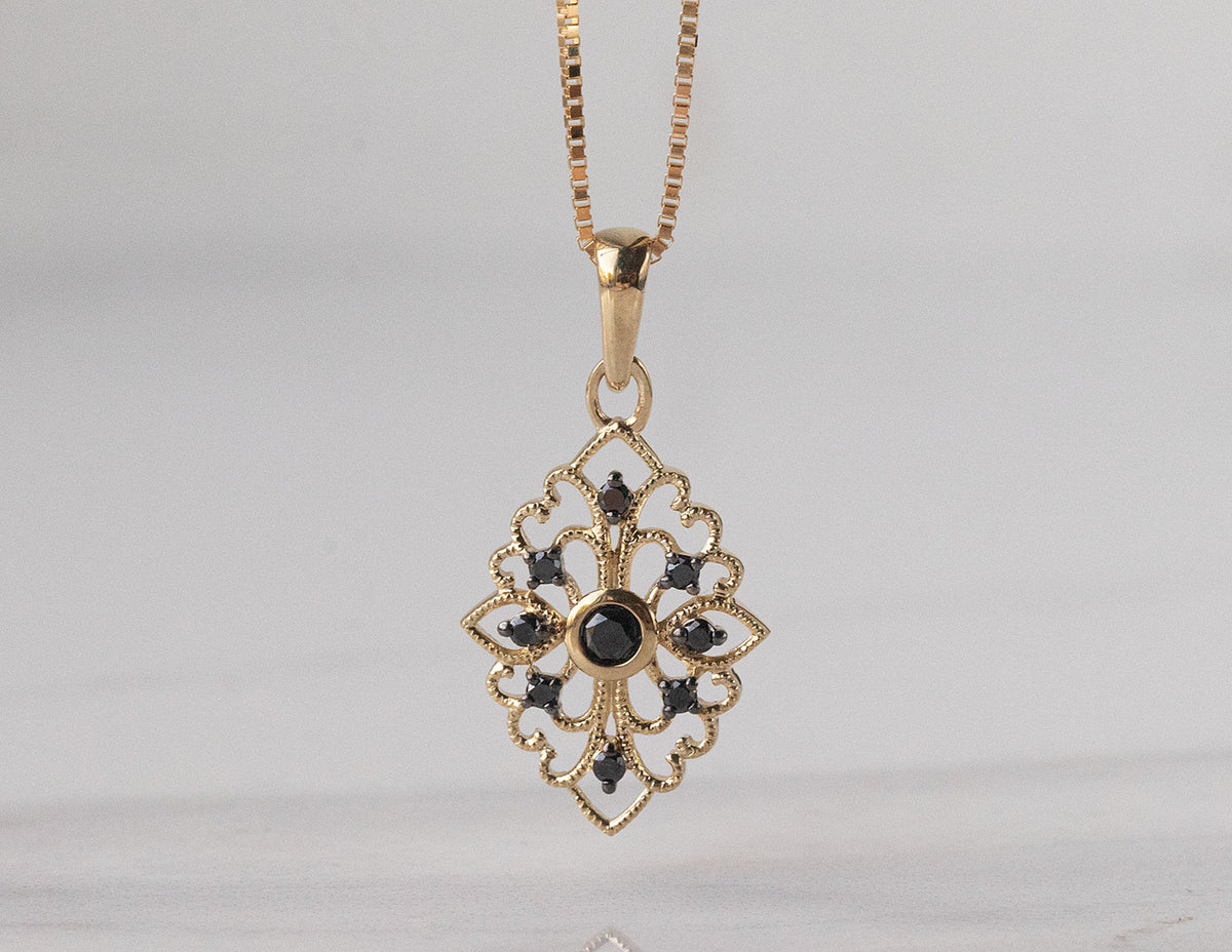 1/8ct. t.w. Black Diamond Pendant in 10K Yellow Gold