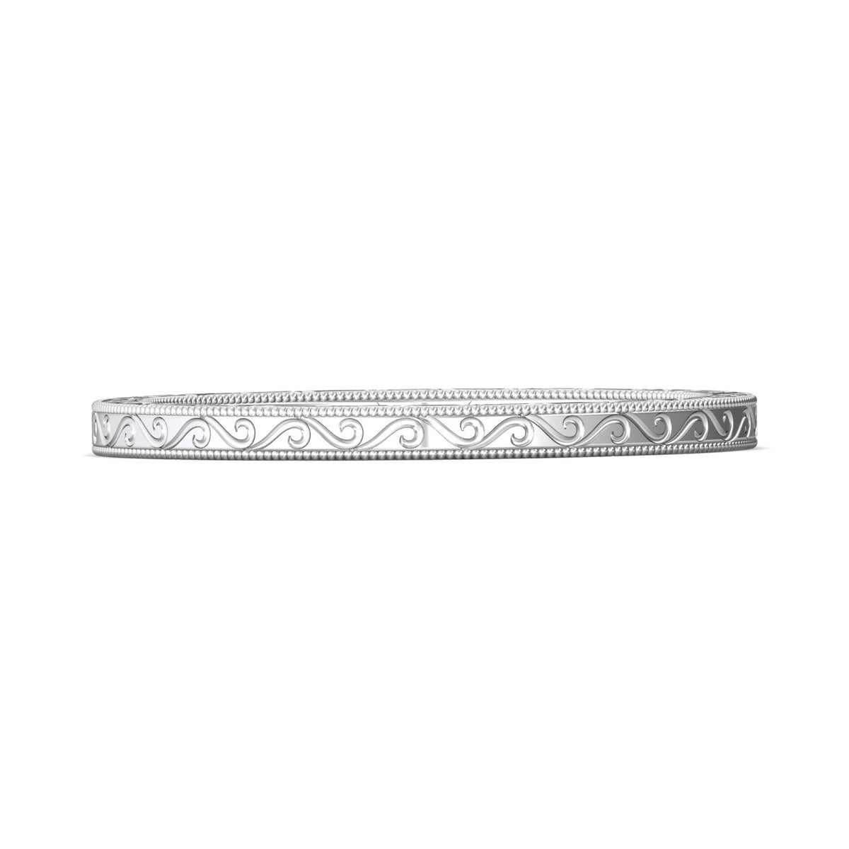 Plain Carved Wedding Band in 14K White Gold