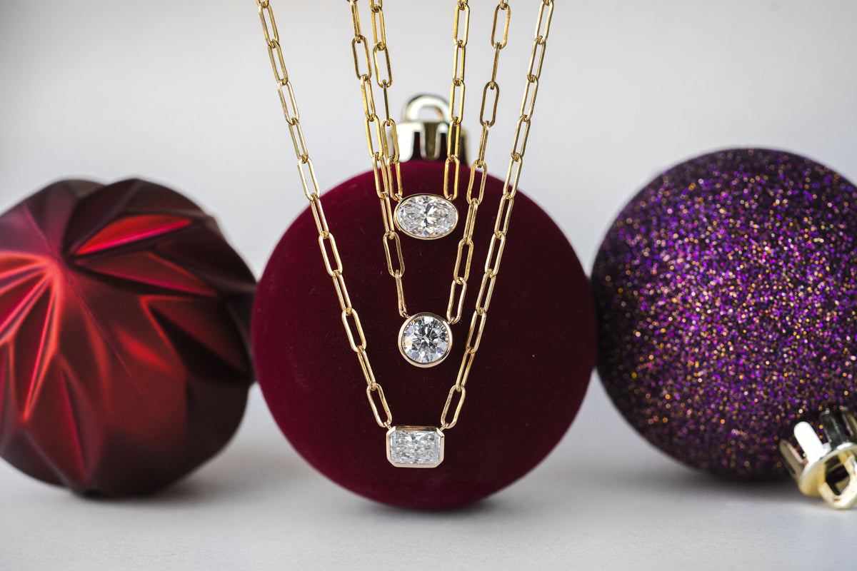 1 1/2ct. Round Cut Newborn Lab Created Diamond Bezel Pendant in 14K Yellow Gold