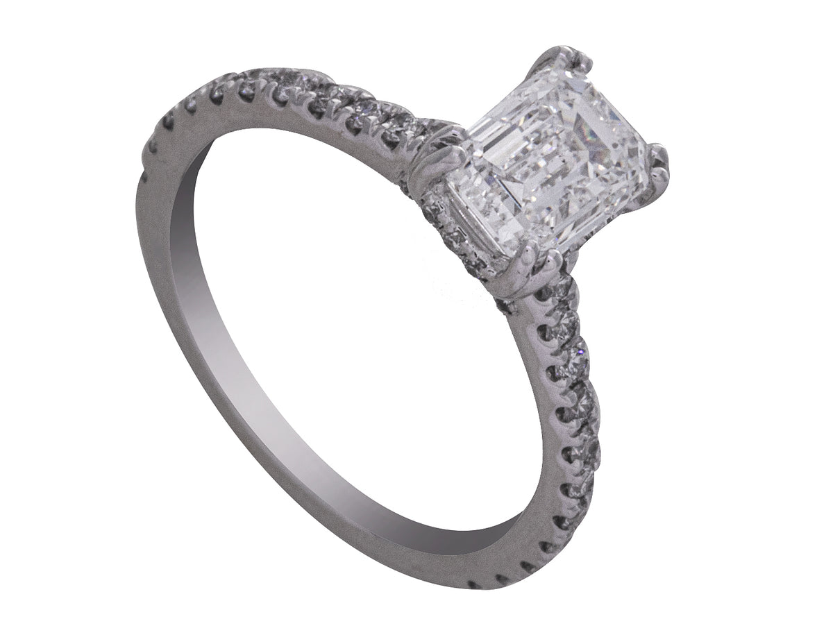 1 5/6ct. t.w. Emerald Cut Diamond Engagement Ring in 14K White Gold