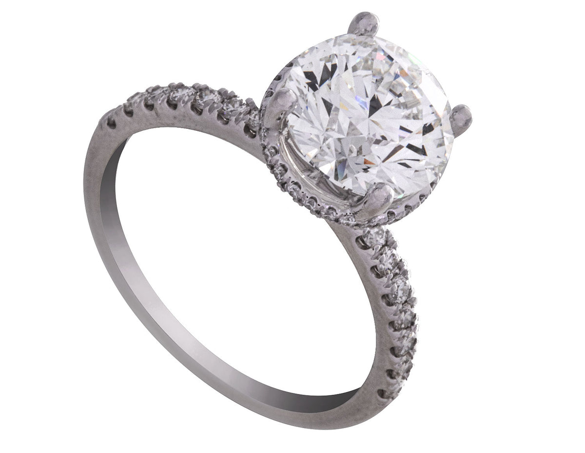 3.23ct. t.w. Round Cut Newborn Lab Created Diamond Engagement Ring in Platinum