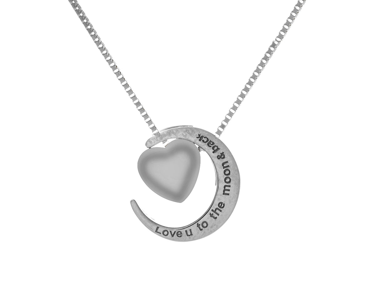.01ct. t.w. Diamond 'Love U to the moon & back' Pendant in Sterling Silver