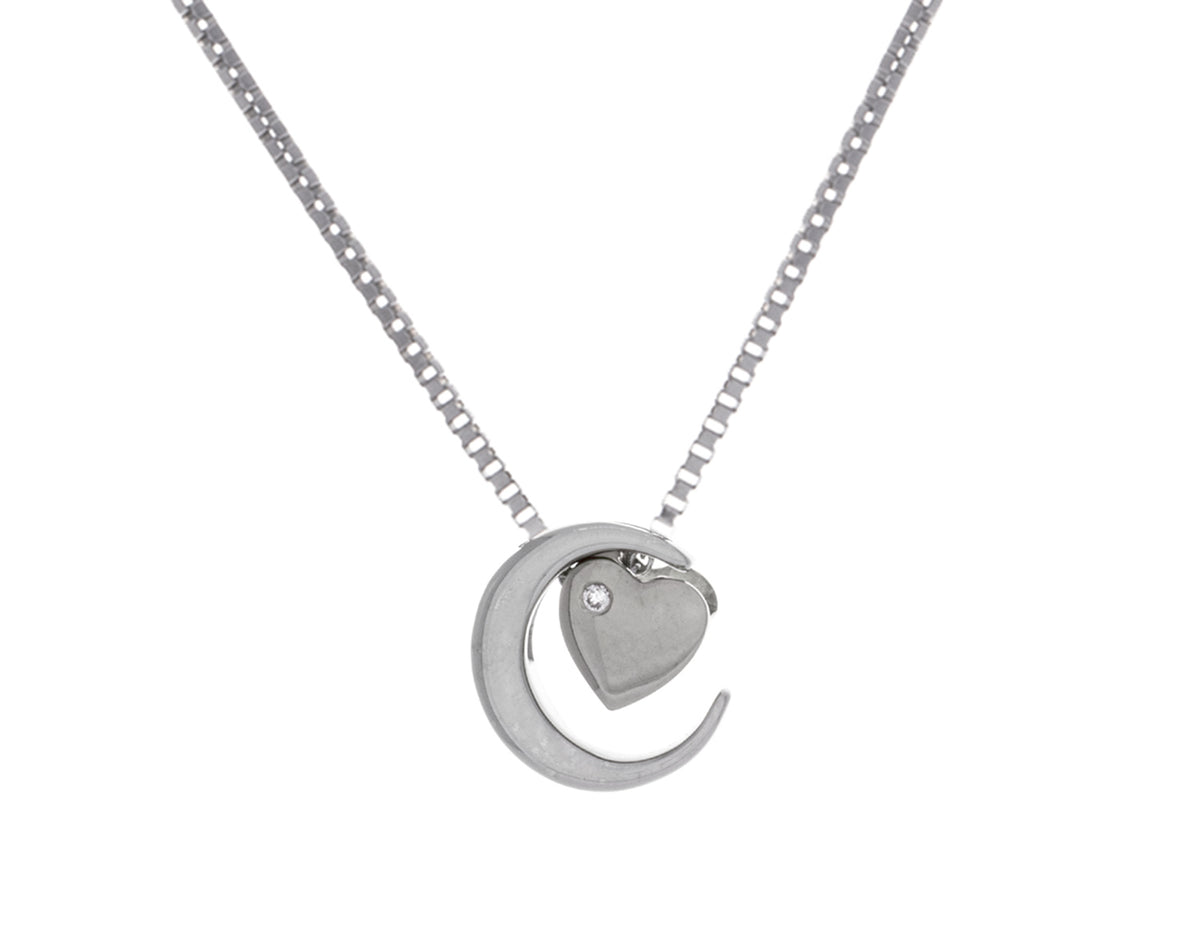 .01ct. t.w. Diamond 'Love U to the moon & back' Pendant in Sterling Silver