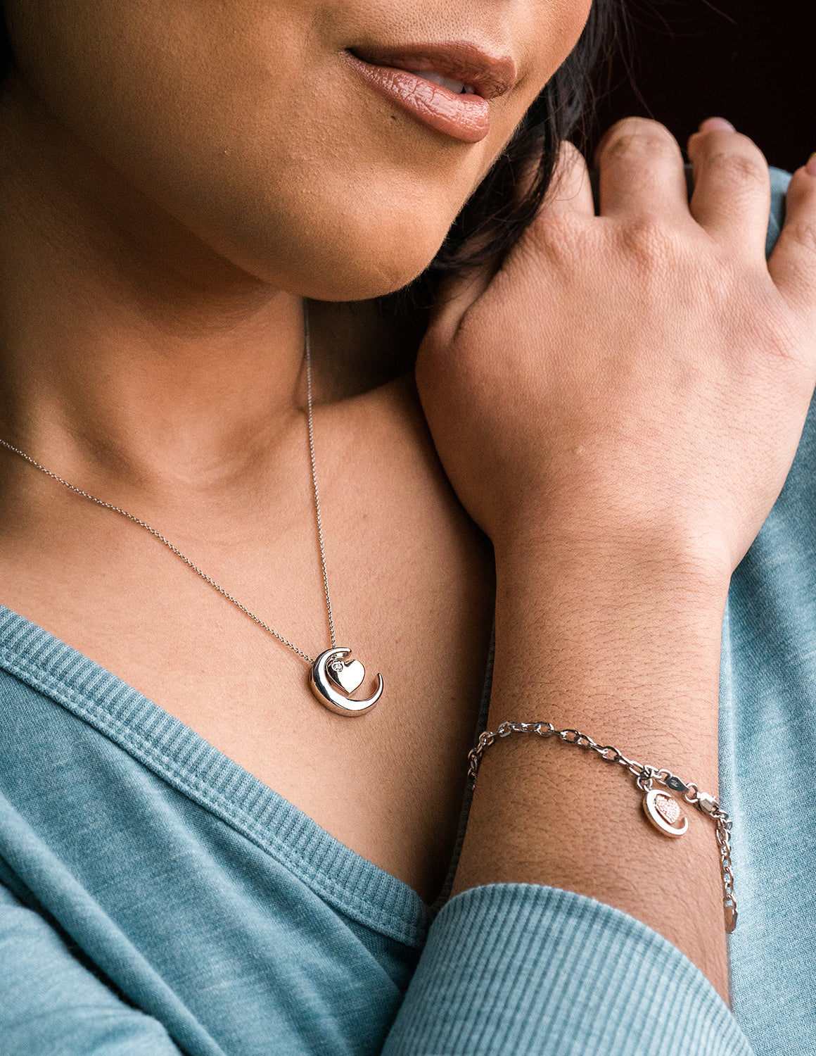 .01ct. t.w. Diamond 'Love U to the moon & back' Pendant in Sterling Silver