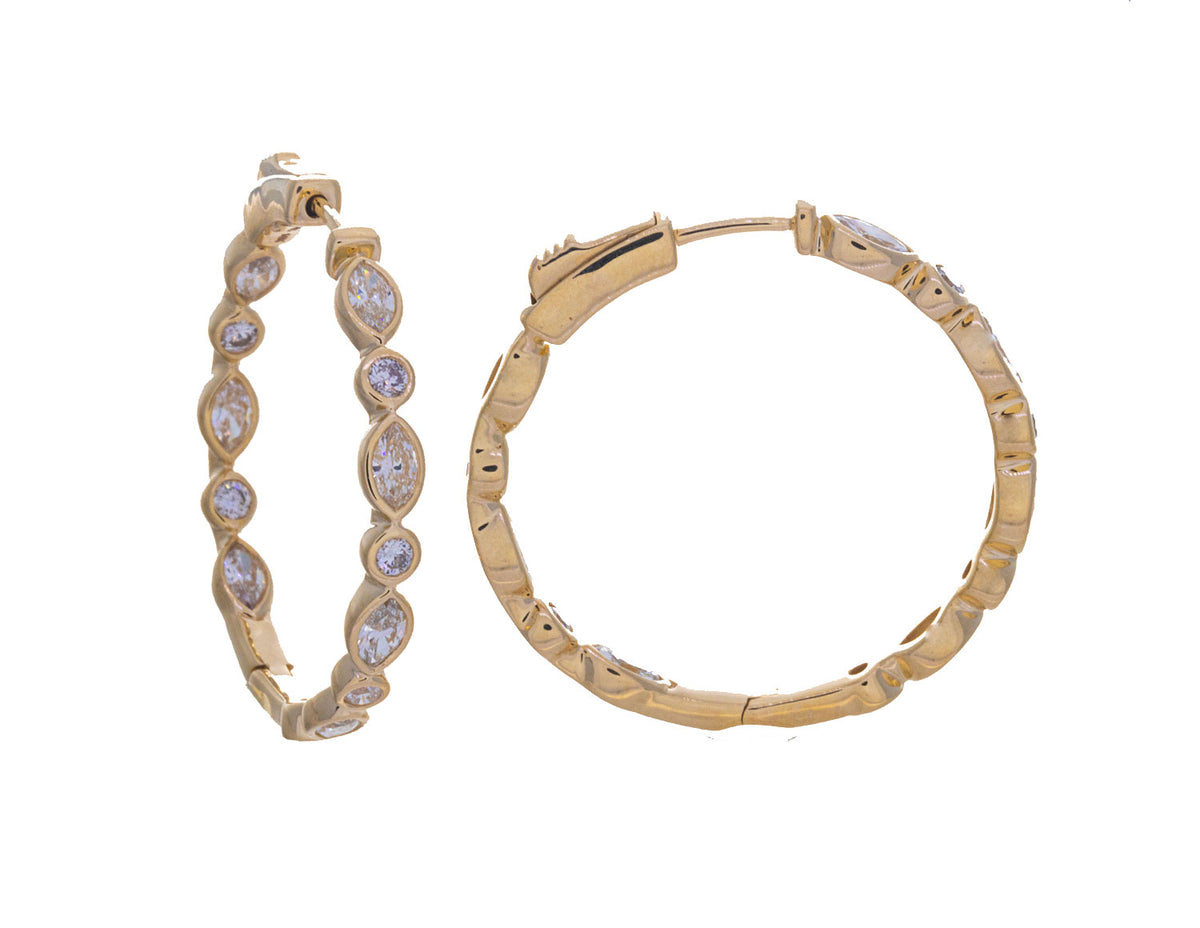 1 3/4ct. t.w. Diamond Hoop Earrings in 14K Yellow Gold