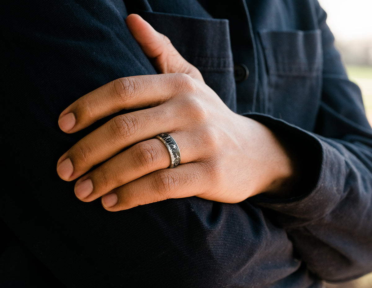 Cobalt Chrome Duck Hunt Wedding Ring