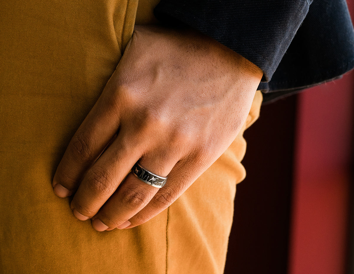 Cobalt Chrome Duck Hunt Wedding Ring