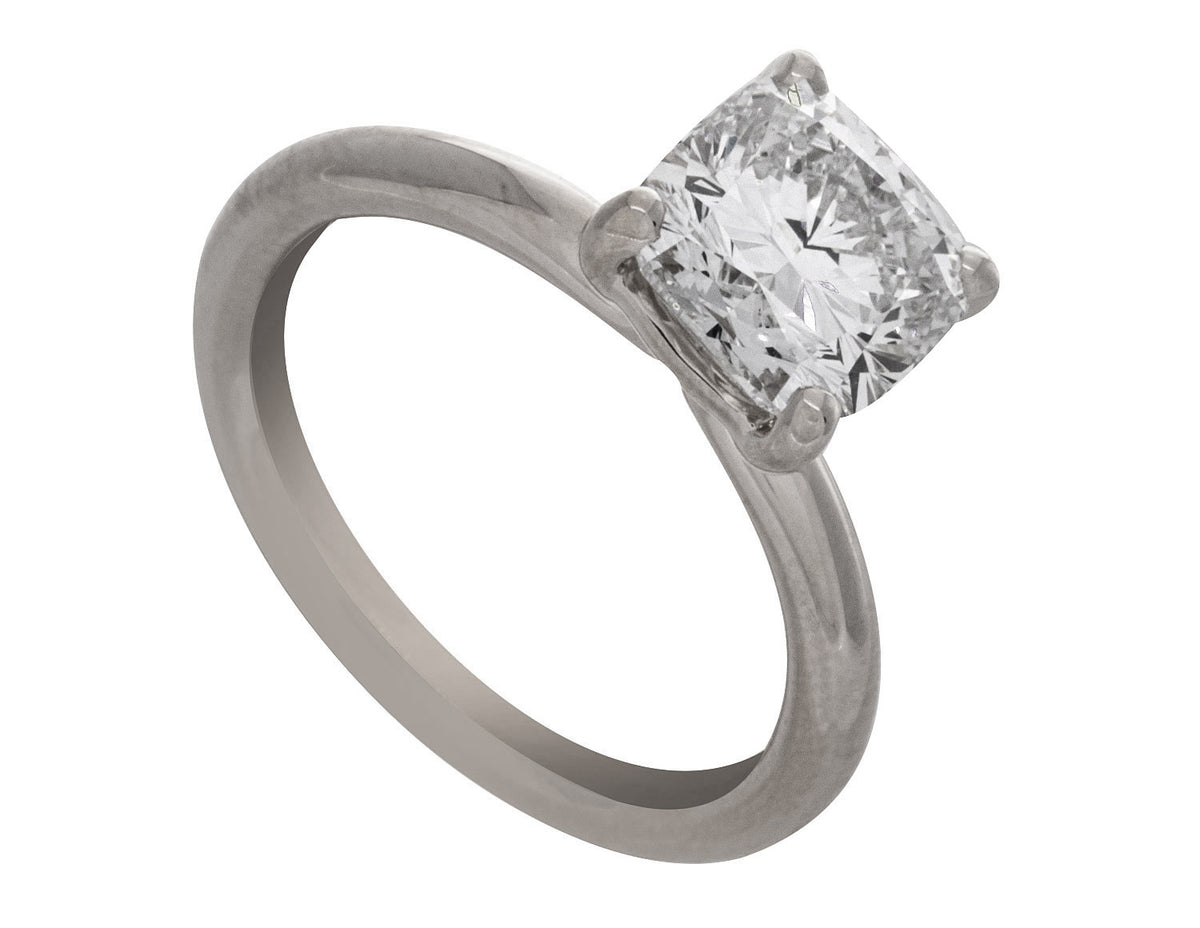 3ct. Cushion Cut Newborn Lab Created Solitaire Engagement Ring in 14K White Gold