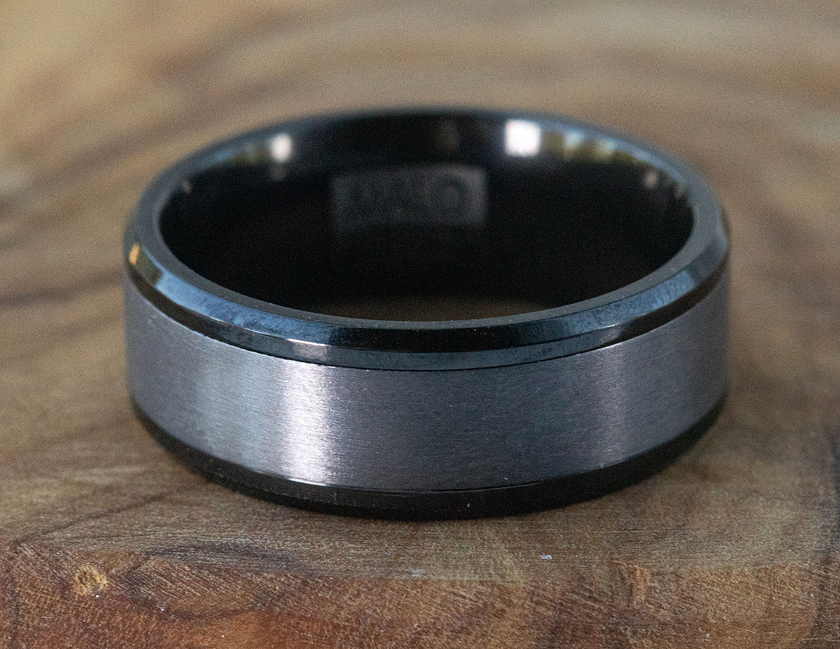 8mm Black Zirconium and Tantalum Men's Wedding Band