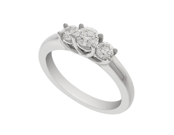 1ct. t.w. 3-Stone Kessler 81 Round Diamond Ring in 14K White Gold