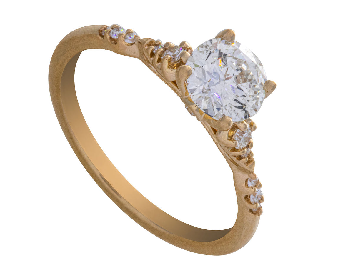 1 1/8ct. t.w. Round Cut Kessler 81 Diamond Engagement Ring in 14K Yellow Gold