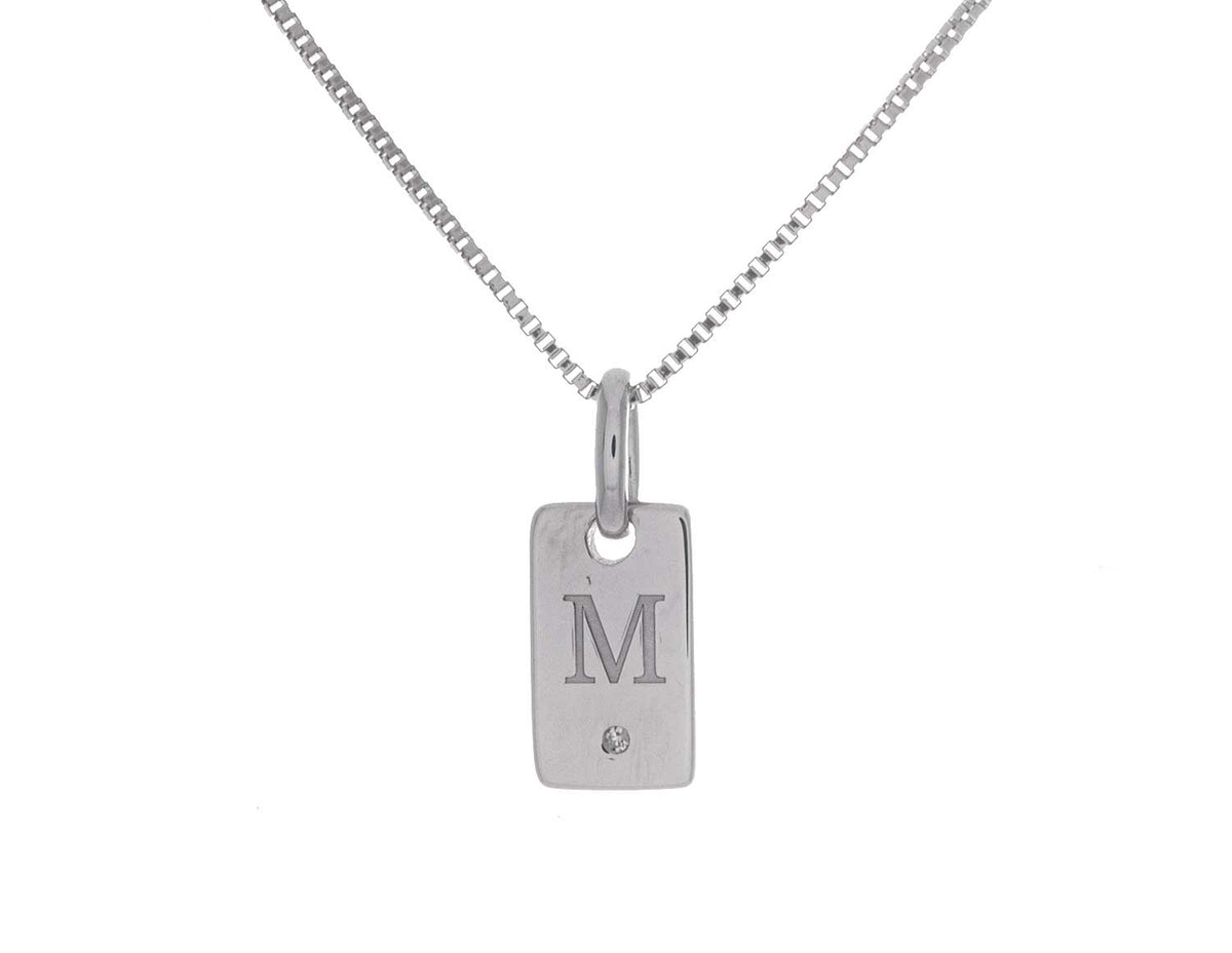 .01ct. Laser Initial "M" Pendant in Sterling Silver