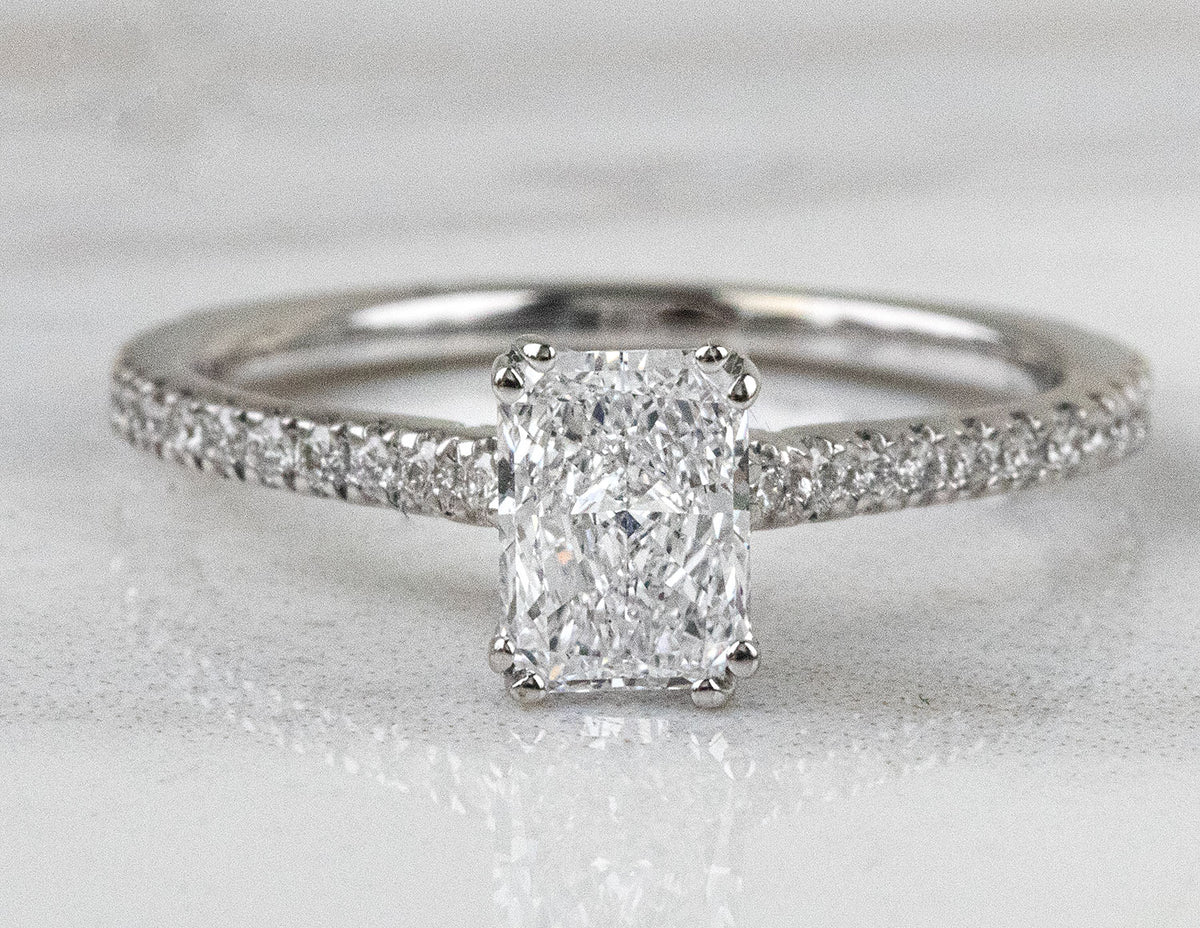 1ct. t.w. Radiant Cut Diamond Engagement Ring in 14K White Gold