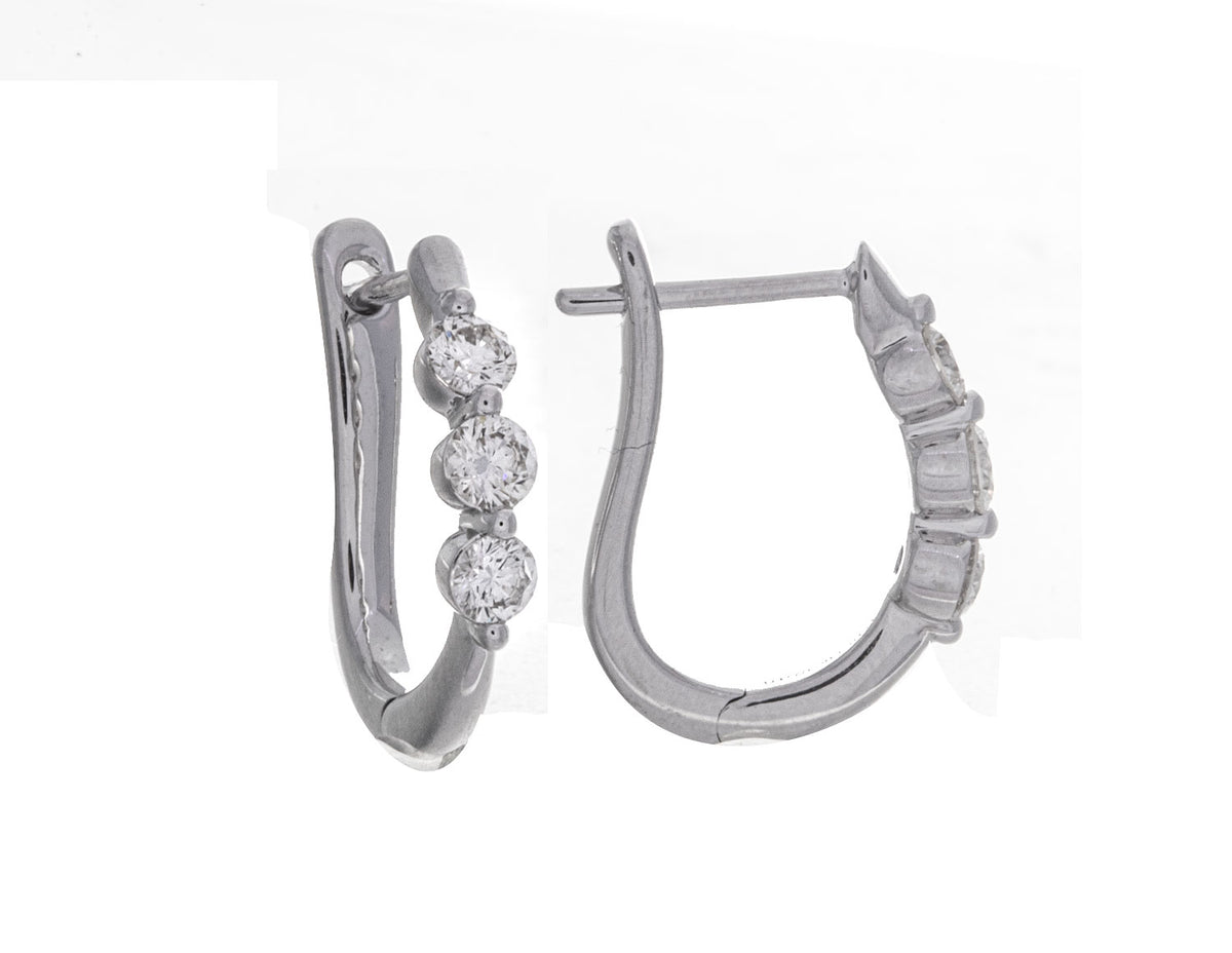 1/2ct. t.w. Diamond Hoop Earrings in 14K White Gold