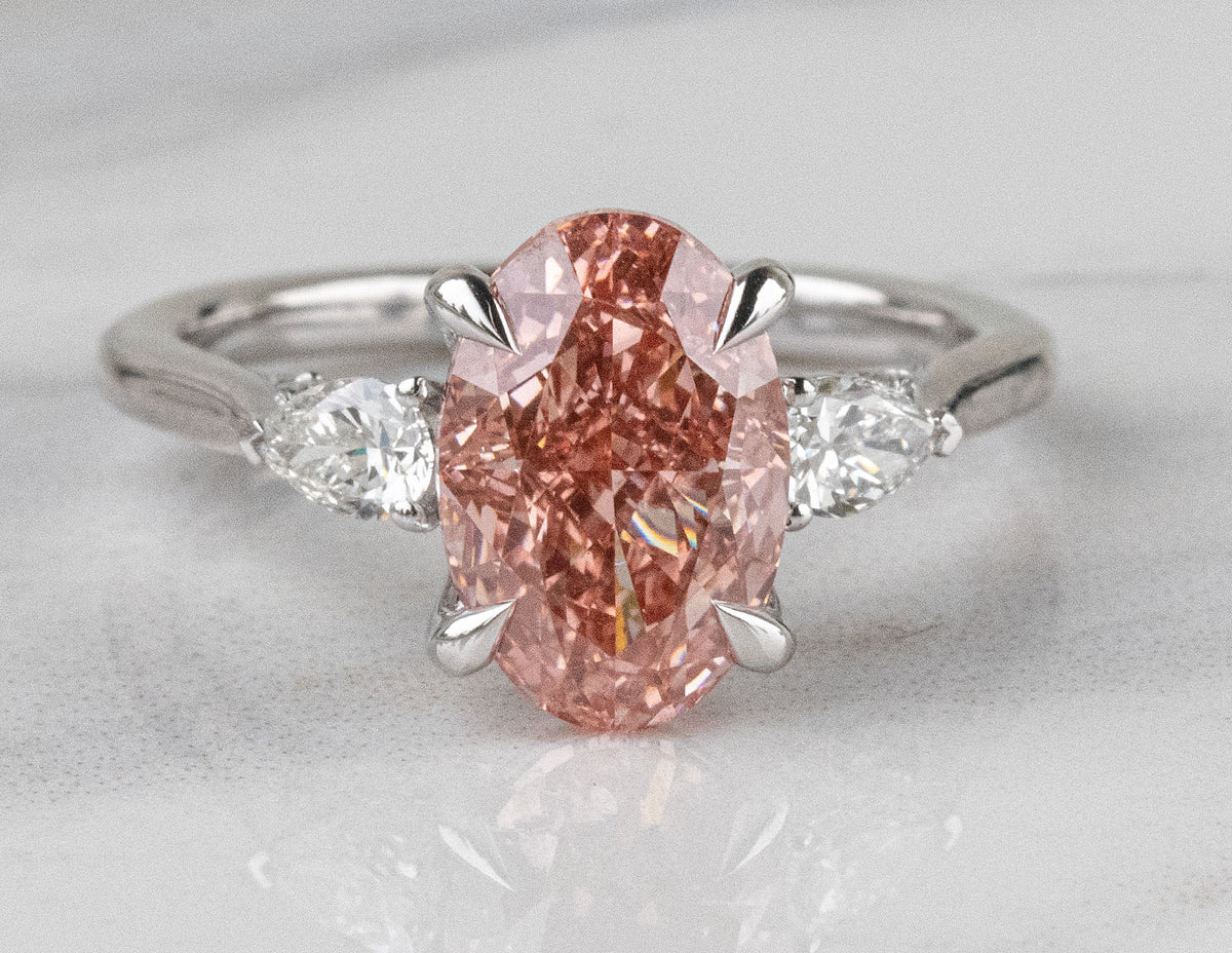 3 1/2ct. t.w. Pink Oval Cut Newborn Lab Created Diamond Engagement Ring in 14K White Gold