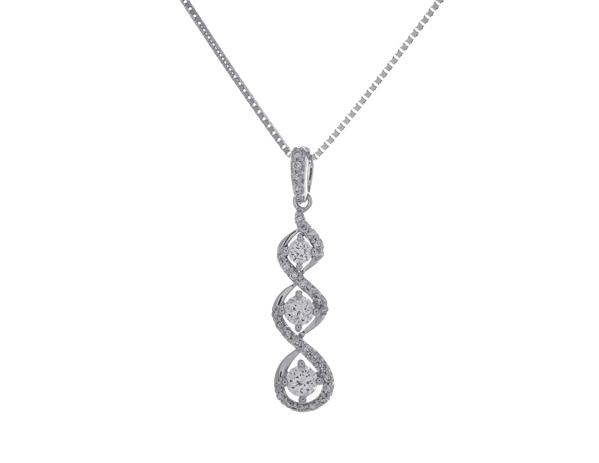 1/3ct. t.w. Kessler 81 Diamond 3-Stone Infinity Pendant in 14K White Gold
